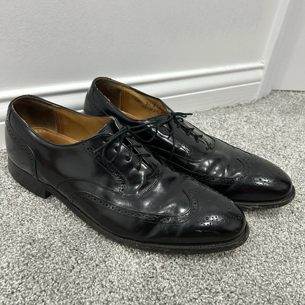 Men's 10.5 JOHNSTON & MURPHY Hannigan Leather Wingtips Oxford Shoes 20762 BLACK‎